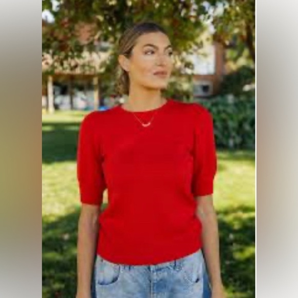 Roolee Bold Red Knit Top - Picture 1 of 7
